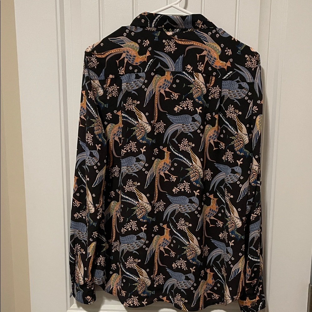 LOFT Womens Multicolor Bird Print Shirt - Picture 4 of 4